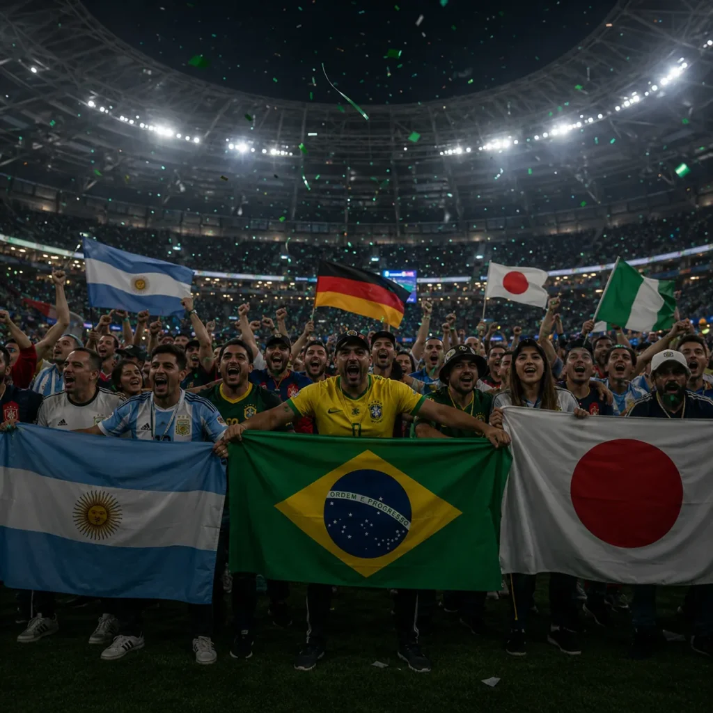 Celebration under stadium lights