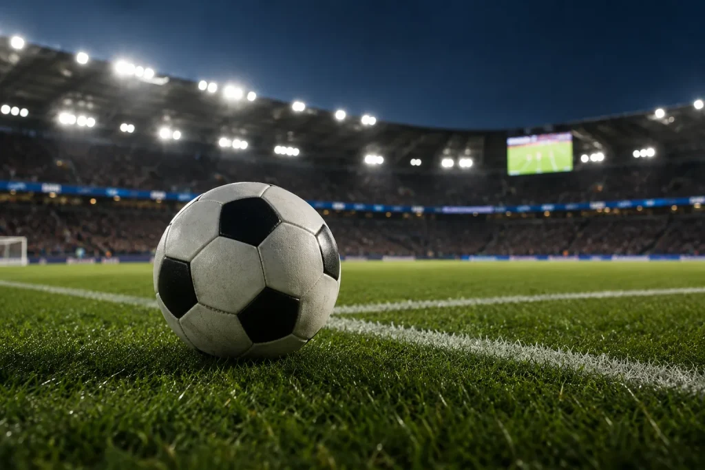 Shining ball in a crowded stadium