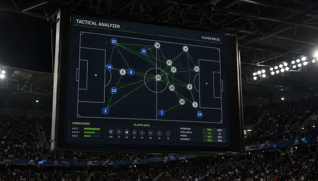 Tactical analysis on stadium scoreboard